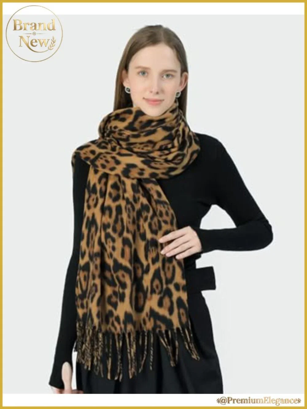 Oversized Leopard Print Winter Scarf Soft Warm Blanket Wrap